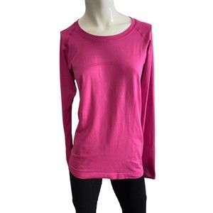 Lululemon Womens Swiftly Tech Cropped Top Long-Sleeve Shirt Sz 8 Pink Running